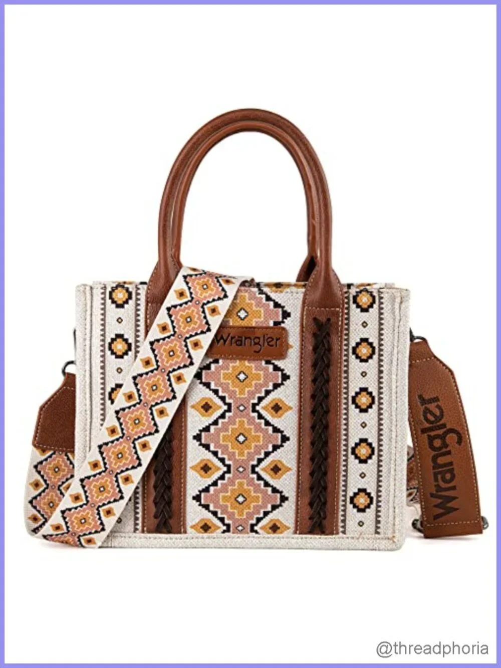 Western Aztec Satchel Tote Bag Cotton Canvas Crossbody Women